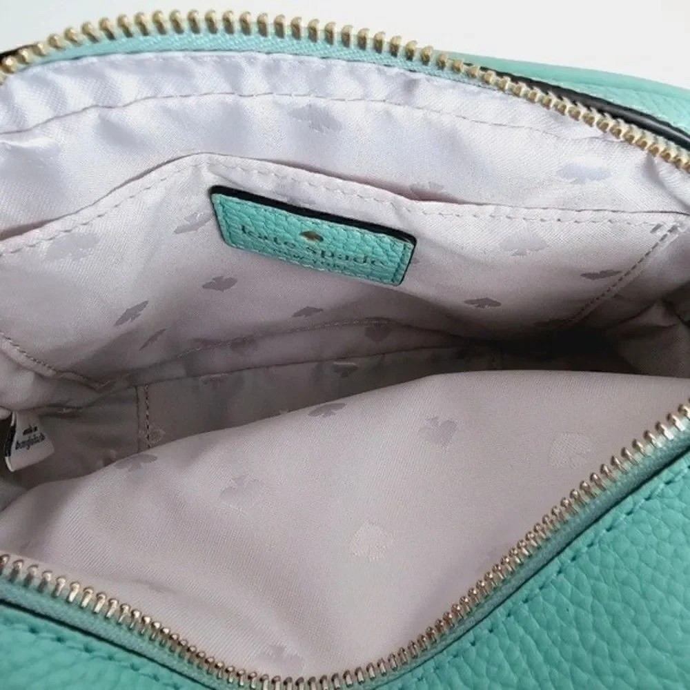 New! Kate Spade Pyper Mulberry Street Leather Aqua Bloom Camera Crossbody Bag